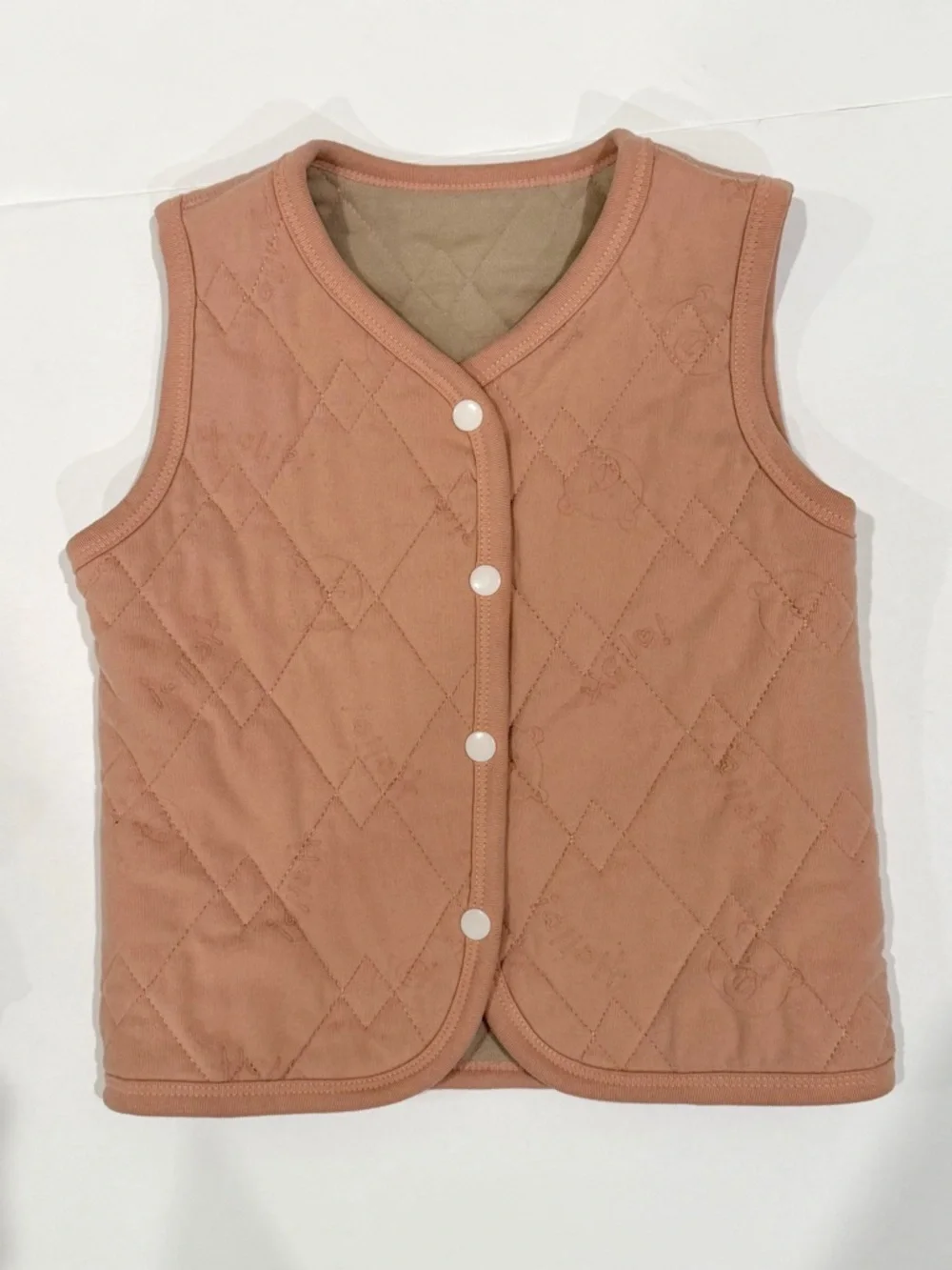 SHEIN Bundle Kids Vests - 2T/ 3T - Khaki Puffer & Pink Quilted Snap Vest